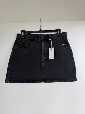 Good American Black Denim Mini Skirt